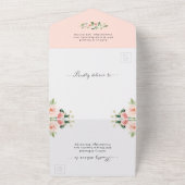 Invitation Tout En Un Mariage budgétaire floral blanc rose (Dehors)