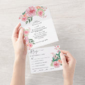 Invitation Tout En Un Mariage budgétaire rose noir et blanc (Déchirure)