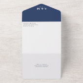 Invitation Tout En Un Mariage Calendrier du Monogramme du Coeur bleu mar (Dehors)