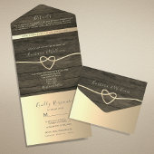 Invitation Tout En Un Mariage Calligraphié avec Bois Rustique