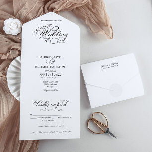 Invitation Tout En Un Mariage Calligraphié Romantique Moderne