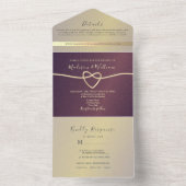 Invitation Tout En Un Mariage Calligraphie violette tout en un (À l'intérieur)