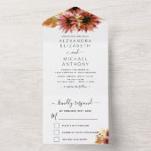 Invitation Tout En Un Mariage campagnard Bourgogne de tournesol tout en  (À l'intérieur)