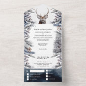 Invitation Tout En Un Mariage campagnard d'aquarelle bois cerf boho  (À l'intérieur)