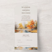 Invitation Tout En Un Mariage campagnard D'Aquarelle D'Automne Lake Tout (À l'intérieur)