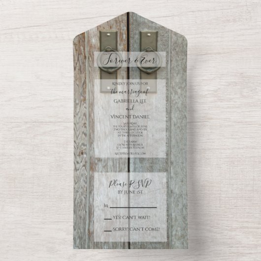 Invitation Tout En Un Mariage campagnard des portes à double grange (À l'intérieur)