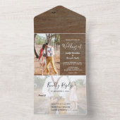 Invitation Tout En Un Mariage campagnard photo en bois rustique (À l'intérieur)