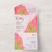 Invitation Tout En Un Mariage caraïbe rose verdoyant (À l'intérieur)