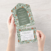 Invitation Tout En Un Mariage Carrelage Terrazzo vert Terre moderne (Déchirure)