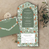 Invitation Tout En Un Mariage Carrelage Terrazzo vert Terre moderne
