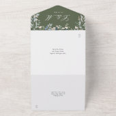 Invitation Tout En Un Mariage Cascade de Feuillage Floral Vert Olive (Dehors)