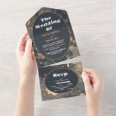 Invitation Tout En Un Mariage céleste argenté élégant (Déchirure)
