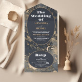 Invitation Tout En Un Mariage céleste argenté élégant