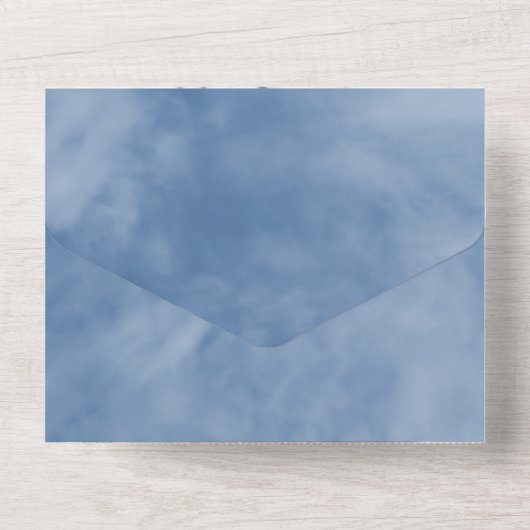 Invitation Tout En Un Mariage céleste bleu et blanc (Verso)