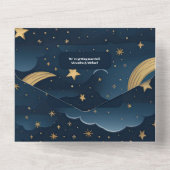 Invitation Tout En Un Mariage céleste de minuit bleu étoiles de lune (Verso)