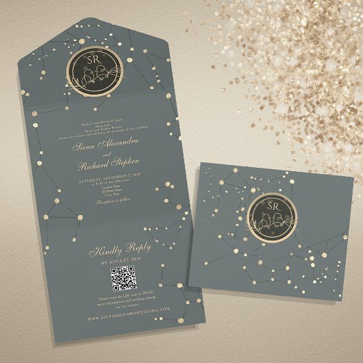 Invitation Tout En Un Mariage Céleste Divin