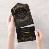 Invitation Tout En Un Mariage céleste d'or noir mystique (Déchirure)