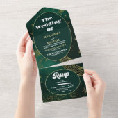 Invitation Tout En Un Mariage céleste Emerald Green Gold (Déchirure)