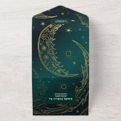 Invitation Tout En Un Mariage céleste Emerald Green Gold (Dehors)