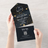 Invitation Tout En Un Mariage céleste noir et blanc (Déchirure)