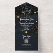 Invitation Tout En Un Mariage céleste noir et blanc (À l'intérieur)