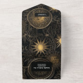 Invitation Tout En Un Mariage Céleste Noir Or (Dehors)