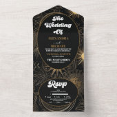 Invitation Tout En Un Mariage Céleste Noir Or (À l'intérieur)