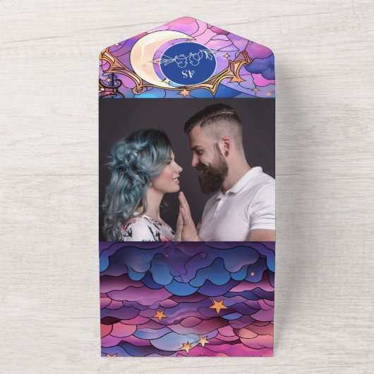 Invitation Tout En Un Mariage céleste unique (Dehors)