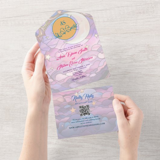 Invitation Tout En Un Mariage céleste unique (Déchirure)