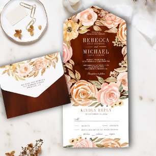 Invitation Tout En Un Mariage Champêtre Automnal Terre Cuite Orange Brûl