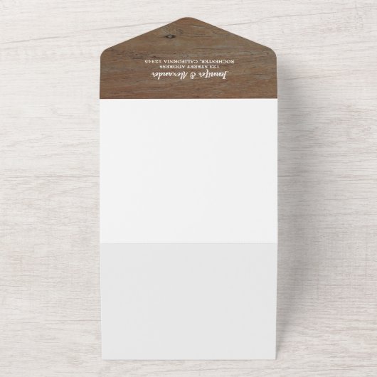 Invitation Tout En Un Mariage champêtre en bois rustique photo (Dehors)