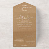 Invitation Tout En Un Mariage Champêtre Kraft Écriture Simple (Dehors)