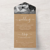 Invitation Tout En Un Mariage Champêtre Kraft Écriture Simple (À l'intérieur)