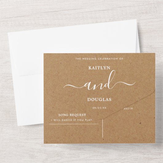 Invitation Tout En Un Mariage Champêtre Kraft Écriture Simple (Verso)