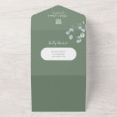 Invitation Tout En Un Mariage chinois à cadre rond Eucalyptus (Dehors)