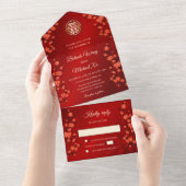 Invitation Tout En Un Mariage Chinois Fleur Orientale (Déchirure)