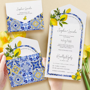 Invitation Tout En Un Mariage citron méditerranéen Boho