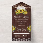 Invitation Tout En Un Mariage Citrouille blanc rustique en bois (À l'intérieur)