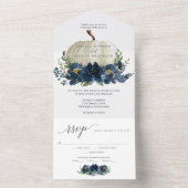 Invitation Tout En Un Mariage Citrouille bleu de la marine (À l'intérieur)