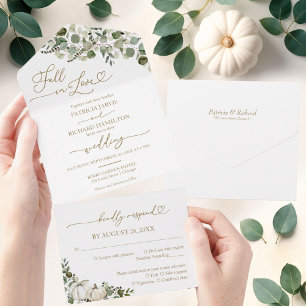 Invitation Tout En Un Mariage Citrouille Verdure Tombez Amoureux
