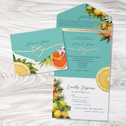 Invitation Tout En Un Mariage Citrus orange citron