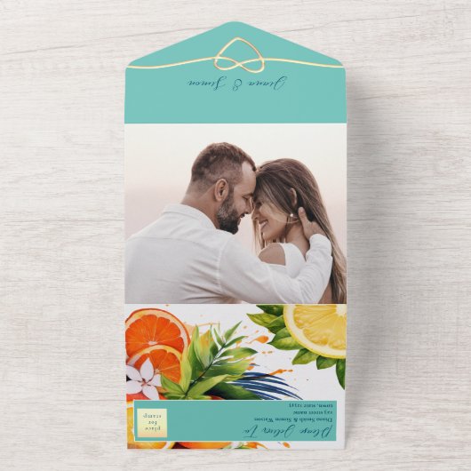 Invitation Tout En Un Mariage Citrus orange citron (Dehors)