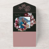 Invitation Tout En Un Mariage classique de pivoines noires et roses (Dehors)