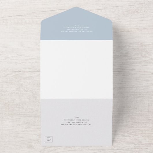 Invitation Tout En Un Mariage classique Dusty Blue élégant (Dehors)