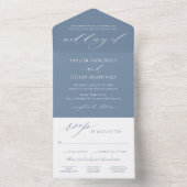 Invitation Tout En Un Mariage classique élégant bleu ardoise (À l'intérieur)