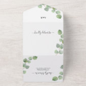 Invitation Tout En Un Mariage Classique Eucalyptus et Or (Dehors)