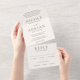 Invitation Tout En Un Mariage classique ivoire élégant