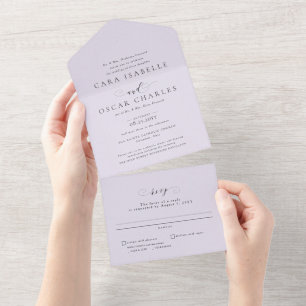 Invitation Tout En Un Mariage classique lilas élégant