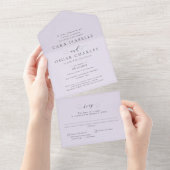 Invitation Tout En Un Mariage classique lilas violet élégant (Déchirure)