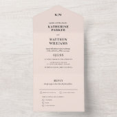 Invitation Tout En Un Mariage classique rose vif élégant (À l'intérieur)